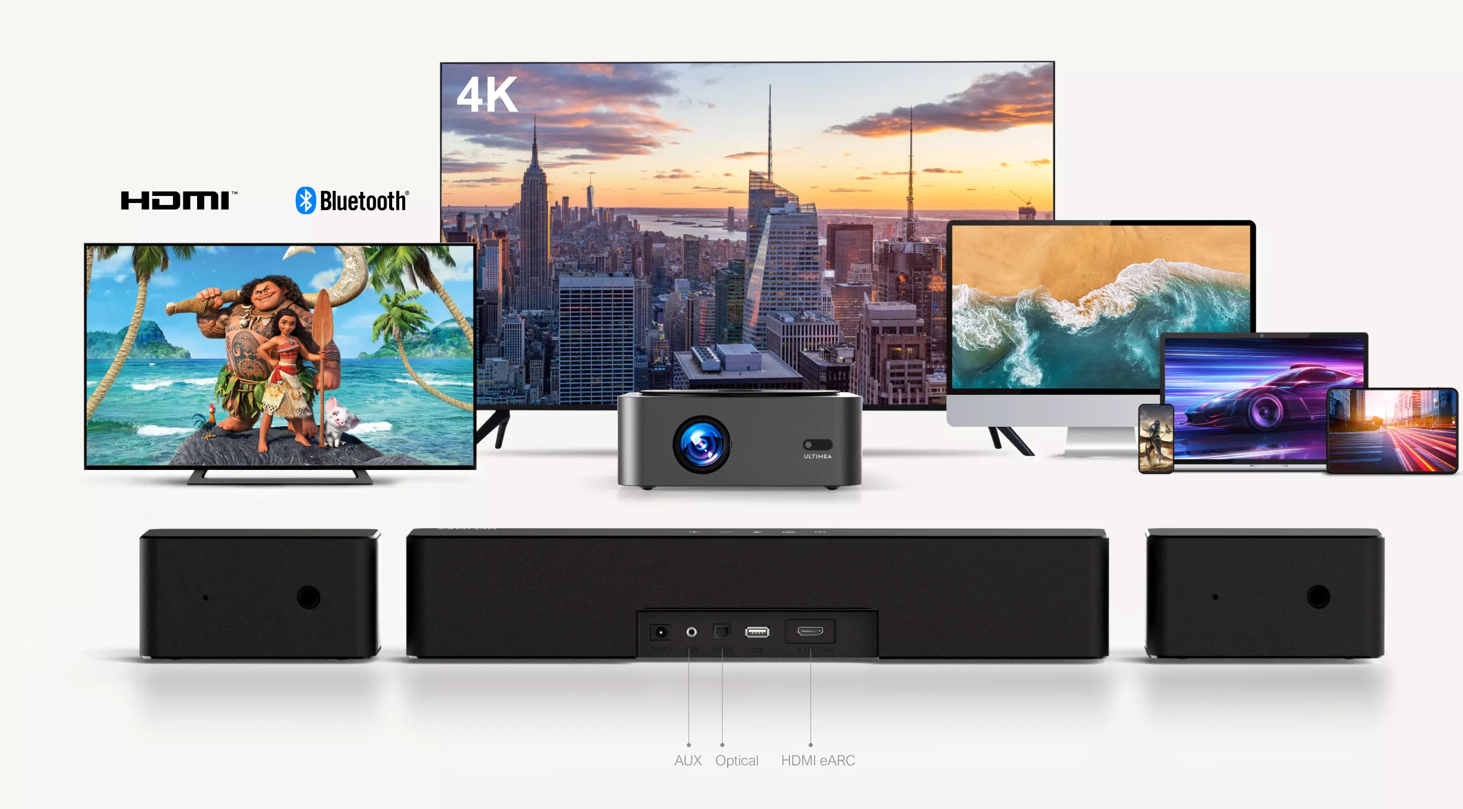 Ultimea Poseidon D60 5.1CH Bluetooth Sound Bar Speaker System with